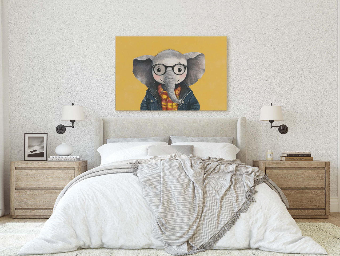 Hipster Elephant, Pop Art, Modern Decor, Street Art, Animal Art, Unique Art, Kids Room, Boys Room, Girls Room