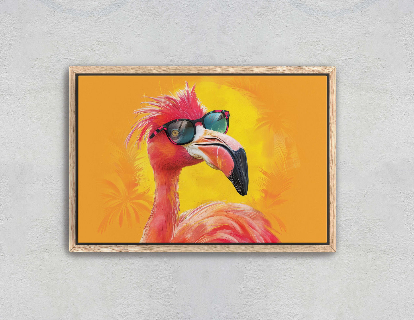 Hipster Flamingo, Pop Art, Street Art, Graffiti Painting, Animal Sunglasses, Orange Blue, Fun Quirky, Large Art Print, Kids Room, Pink