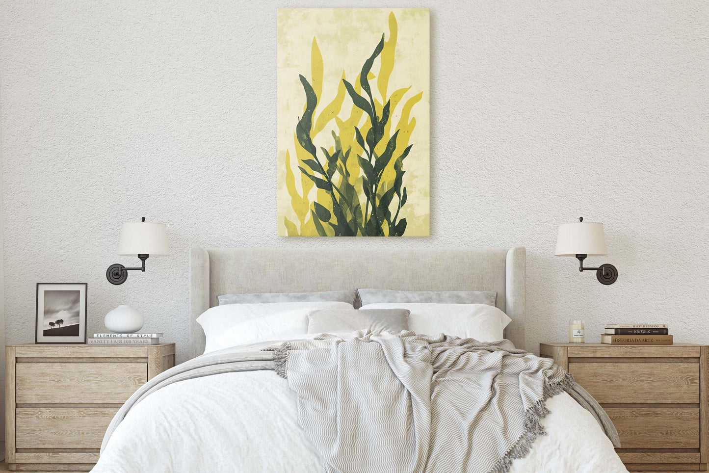 Modern Seaweed Art, Contemporary Plant, Green Botanical