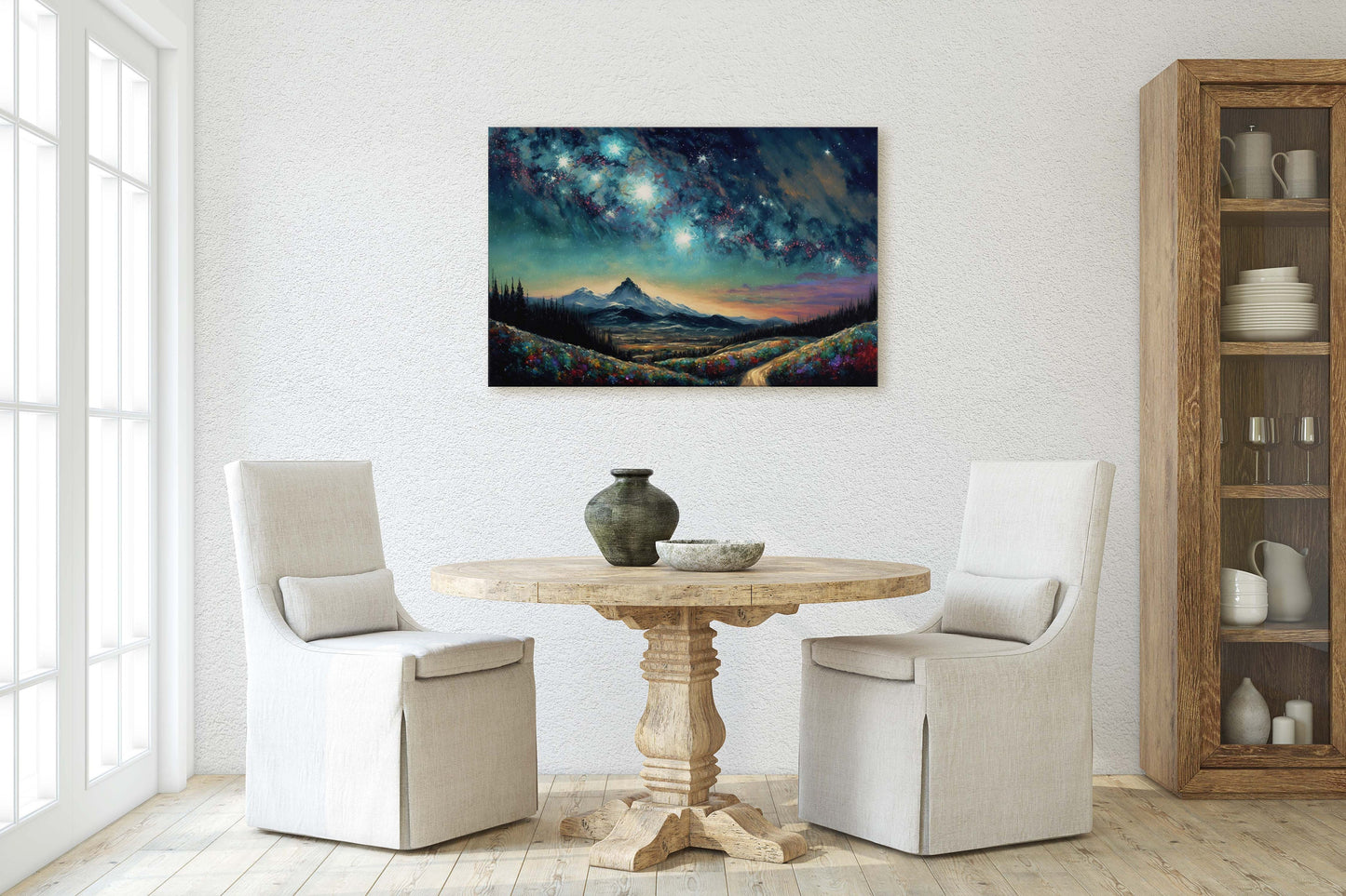 A Starry Night Mountain Range Canvas Art