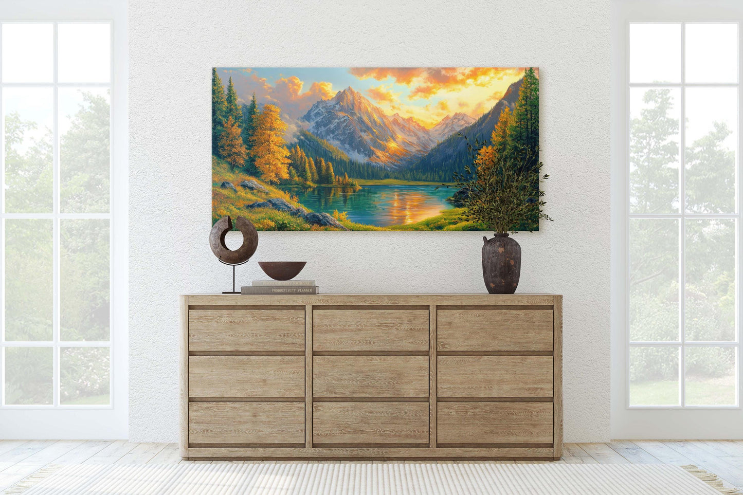 Fall Mountains, Mountain Lake, Nature Painting, Canvas print