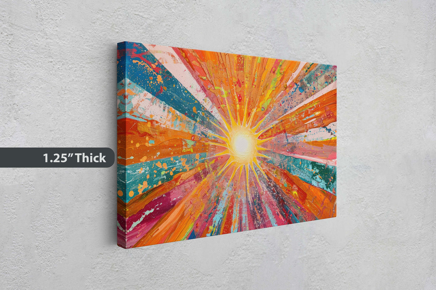 Starburst, Abstract Color, Color Theory, Sunburst, Modern Art, Contemporary, Framed Canvas, Statement Piece, Large Art Print, Rainbow Vivid