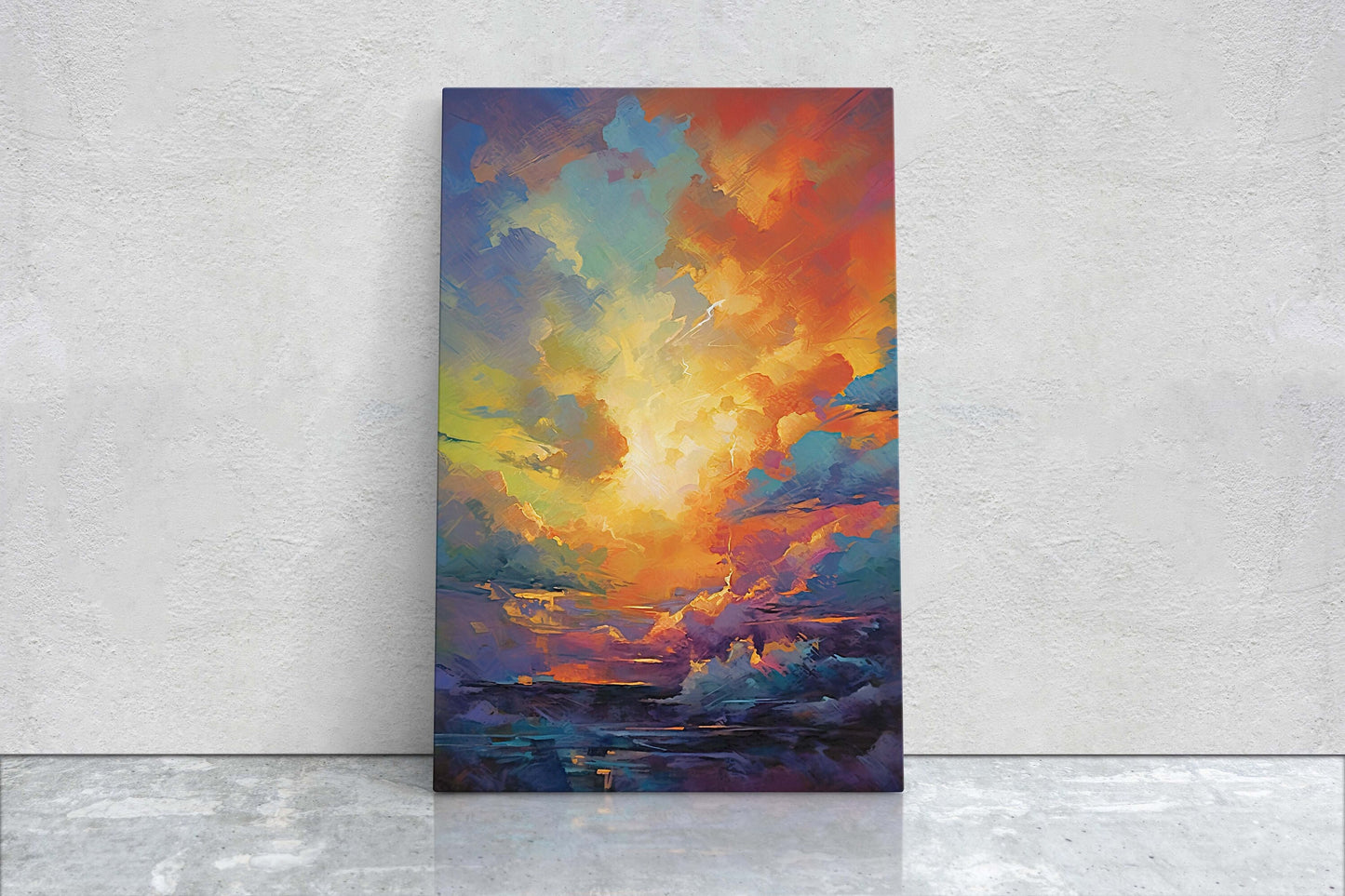 Colorful Sky, Vibrant clouds, Bold color, Abstract Nature, Framed Canvas, Vertical Print, Sunrise Landscape, Sunset Clouds, Cloudy View