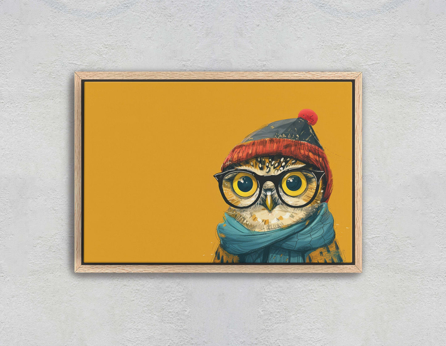 Hipster Owl, Pop Art, Street Art, Graffiti Painting, Animal Sunglasses, Orange Blue, Fun Quirky, Large Art Print, Kids Room