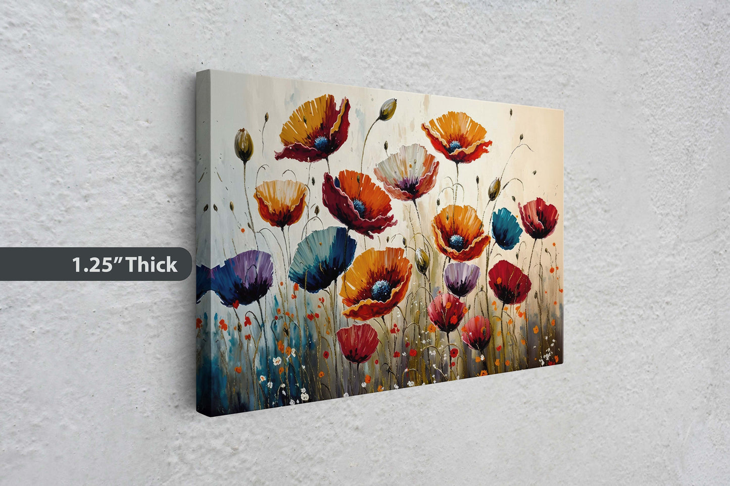 Colorful Poppy Flowers Fine Art Canvas Art Ready To Hang Large Print, Oil Painting, Poppies