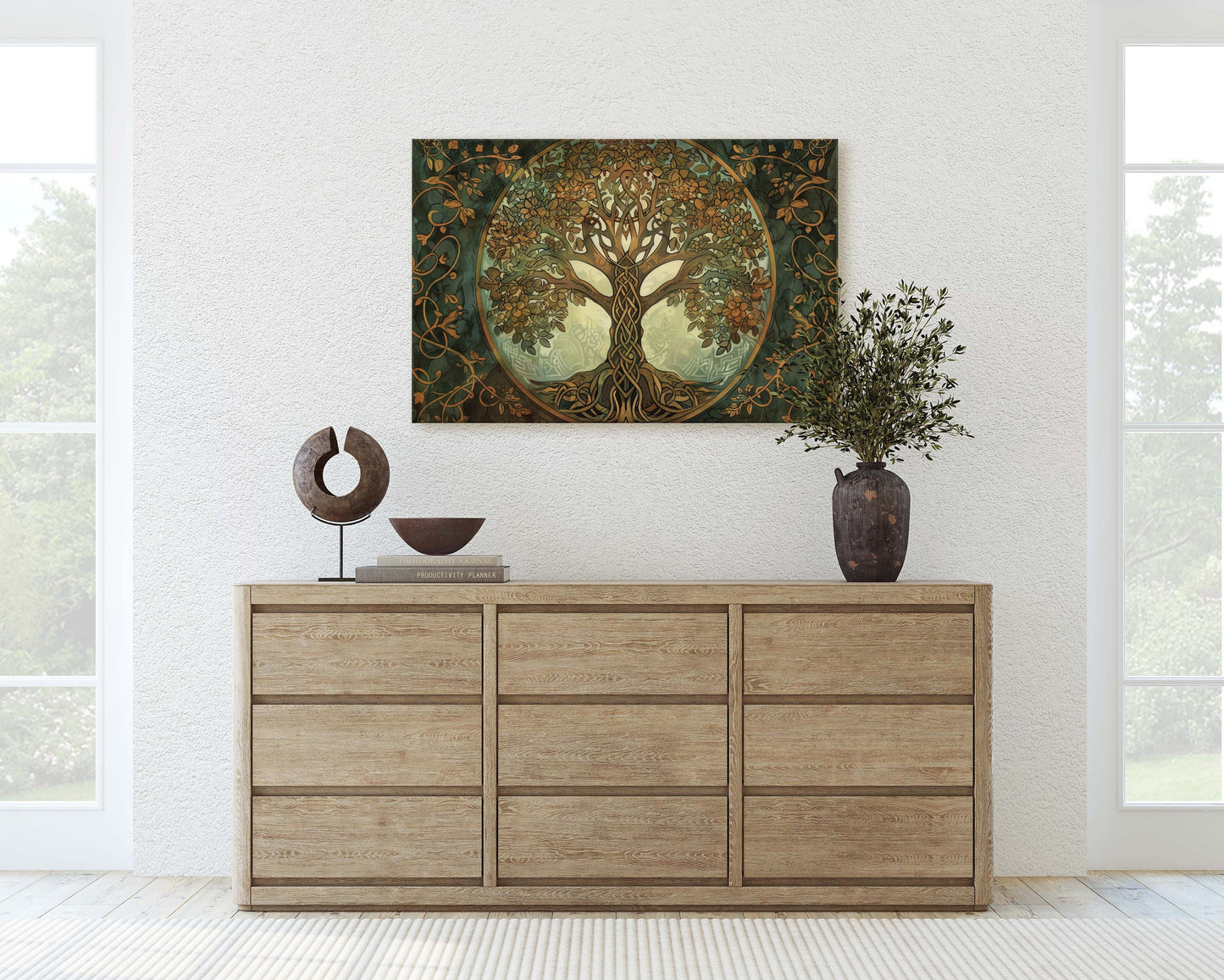 Tree of Life, Yggdrasil Painting, Celtic Art, Norse Mythology, Symbolic Artwork, Nature Decor, Abstract Nature, Large Print