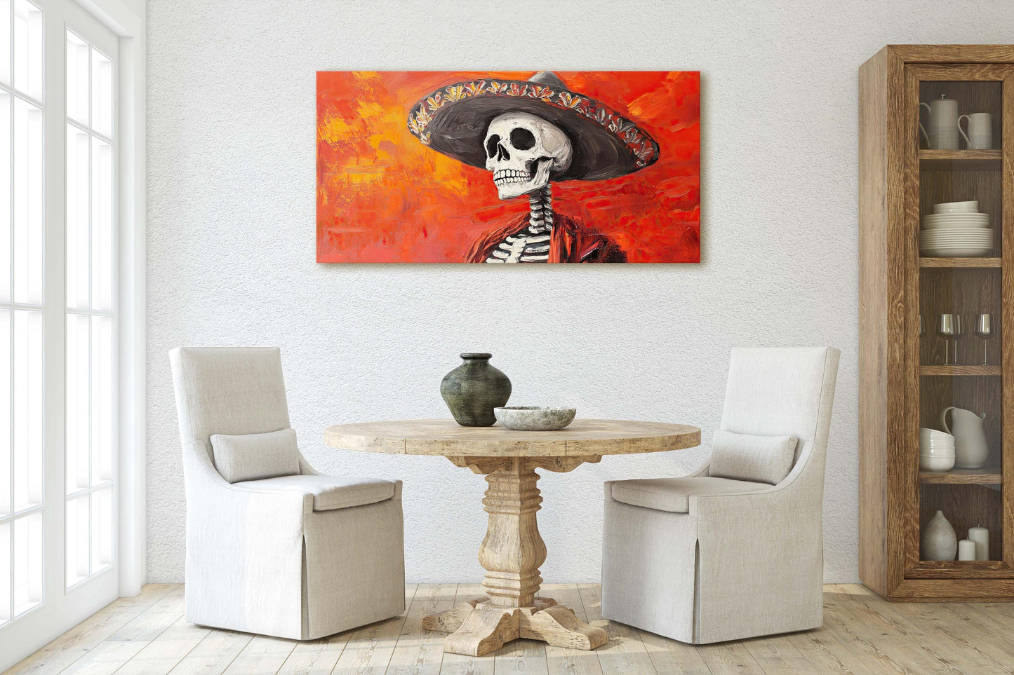 Skeleton Day of the Dead, Calavera, Dia De Los Muertos, Red Orange