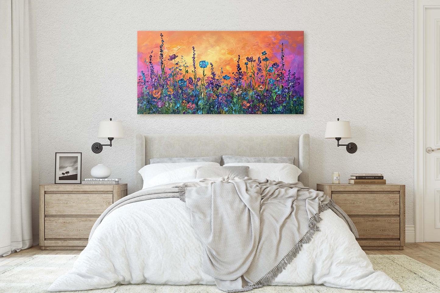 Vivid Wildflowers, Flower Painting, Statement Piece