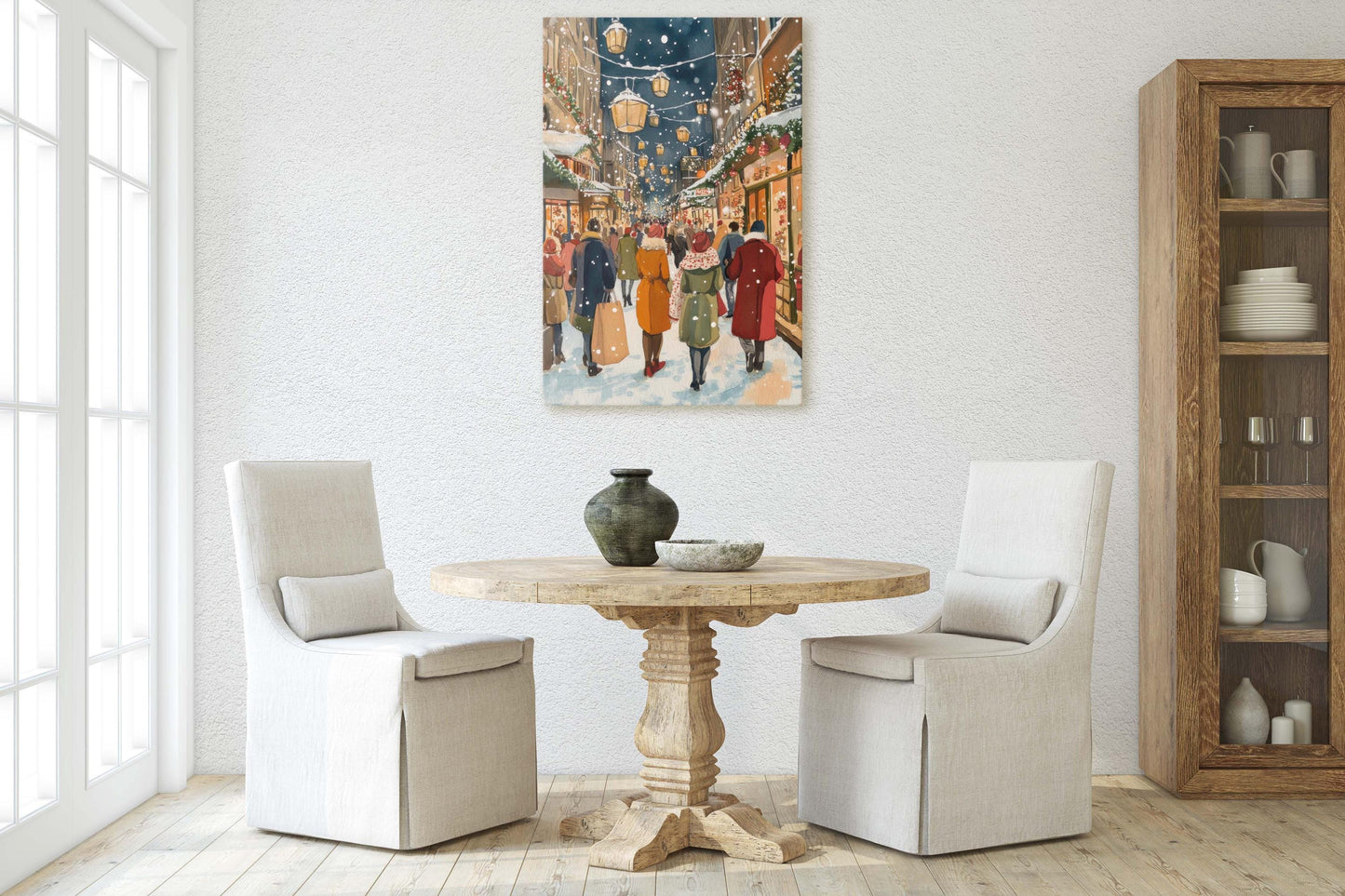 Vintage Christmas Canvas, Christmas Shopping, Christmas Village