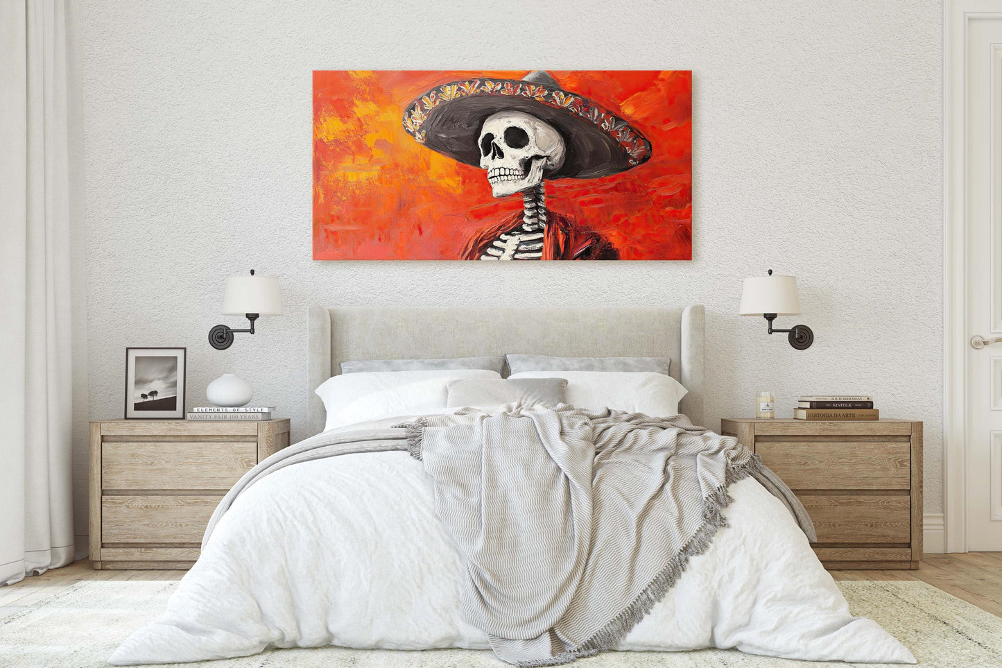 Skeleton Day of the Dead, Calavera, Dia De Los Muertos, Red Orange