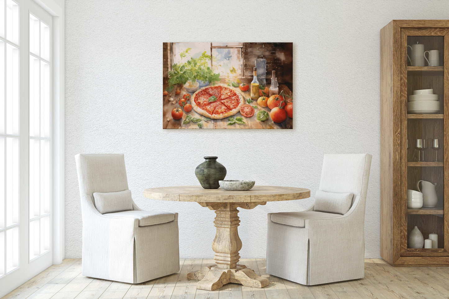 Italian Pizza, Margherita pizza, Food of Italy, Pizzeria, Restaurant Decor, Kitchen Print, Ready to Hang, Canvas Art Print, Large Art