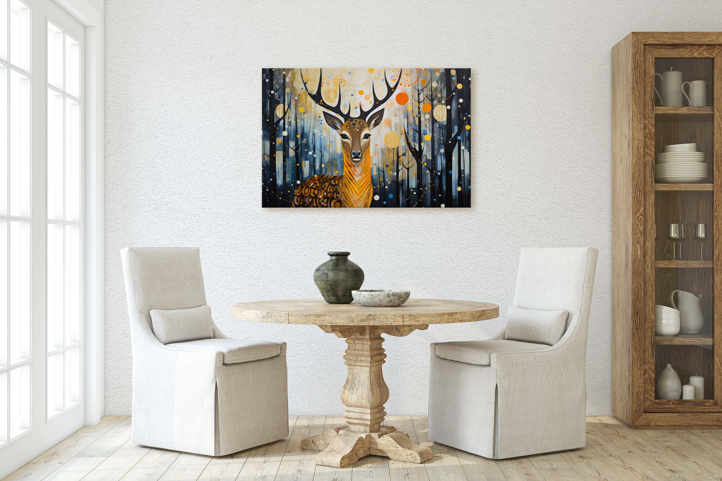 Abstract Animal Art, Deer Painting, Symbolism Elk, Modern Art, Contemporary Decor, Surrealism, Modernism, Framed Canvas, Large Art Print