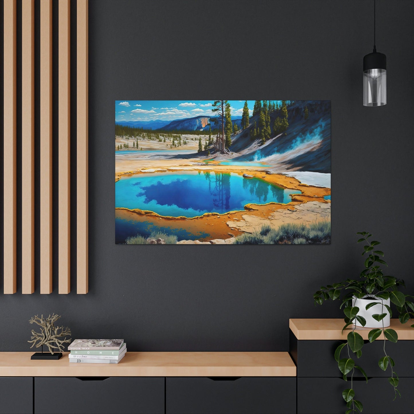 Yosemite National Park Canvas Art Ready To Hang Large Print, Oil Painting, Bright, Blue, Water