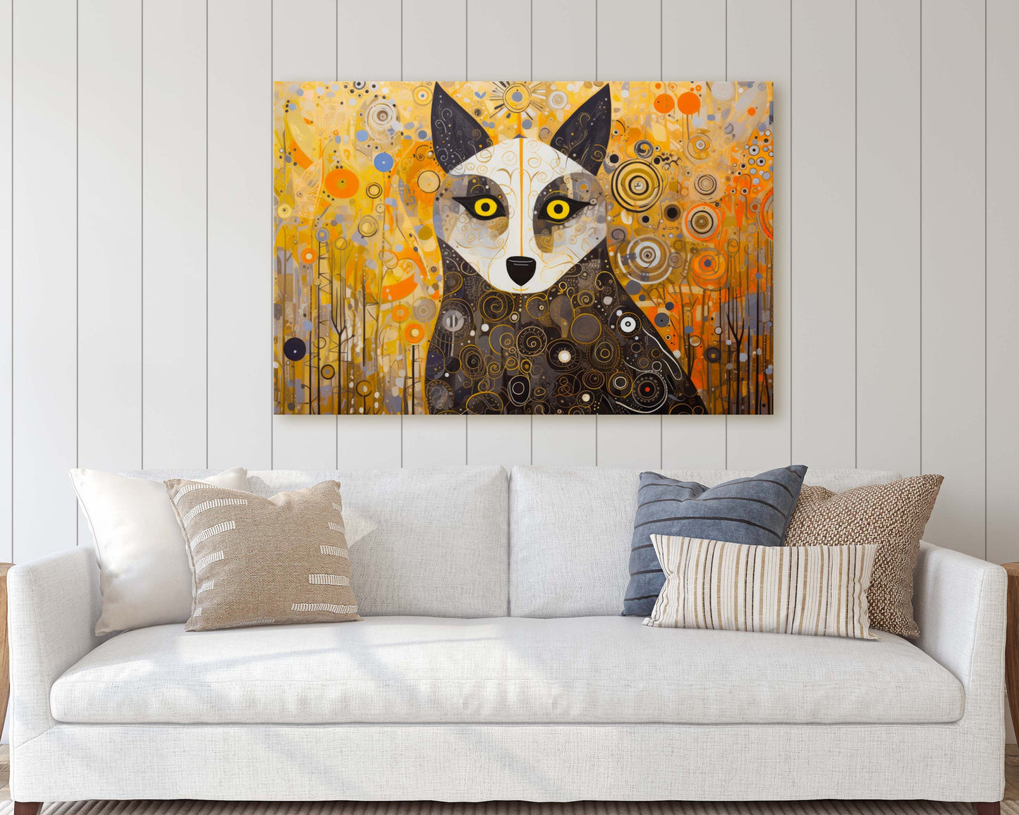 Abstract Animal Art, Wolf Painting, Symbolism Dog, Modern Art, Contemporary Decor, Surrealism, Modernism, Framed Canvas, Large Art Print