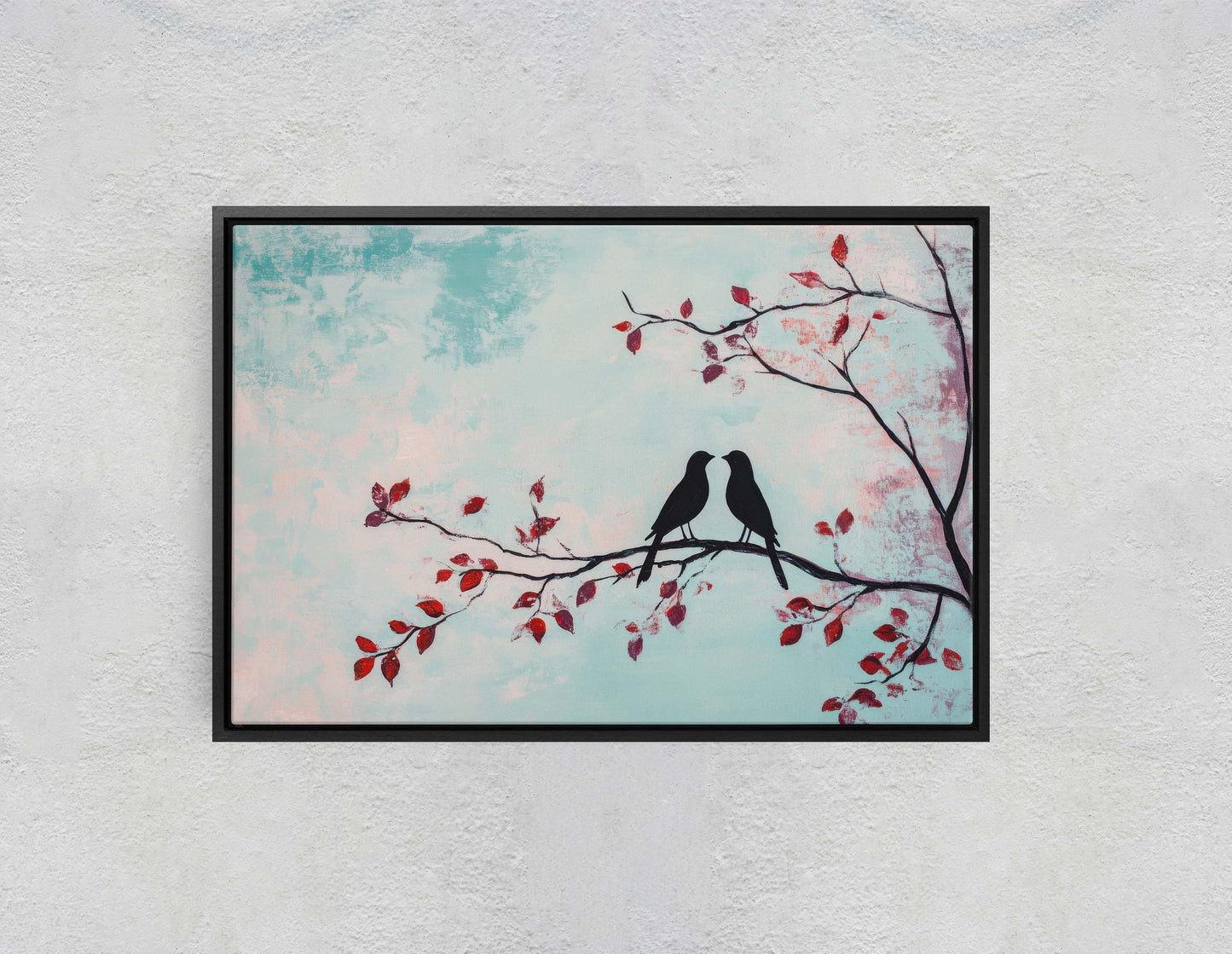 Lover birds, Bird Print, Pastel Colors, Contemporary Print, Blue Pink