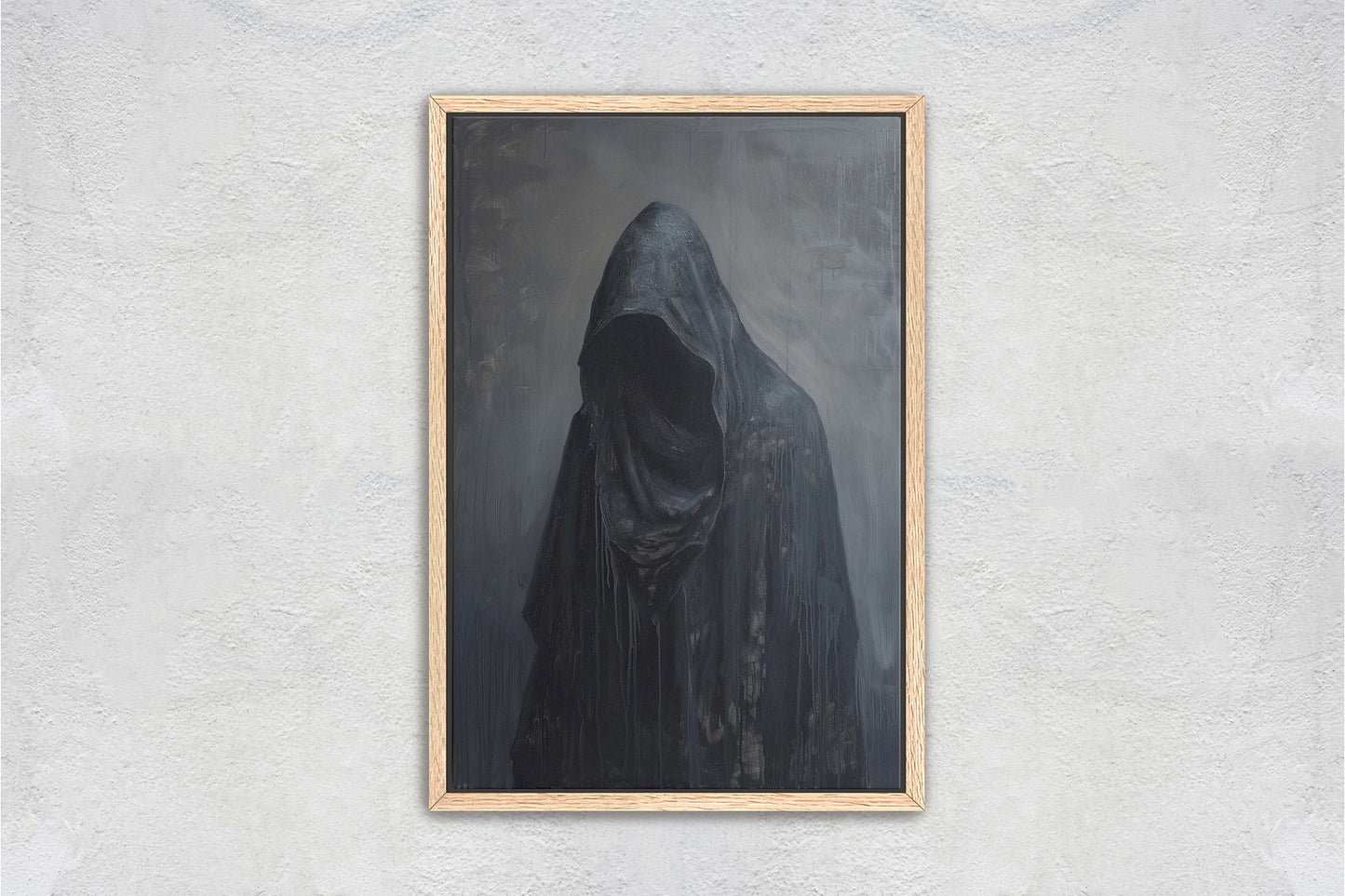 Figure of Death, Dark Robed Figure, Creepy Painting, Gothic Art, Dark Academia, Victorian Art