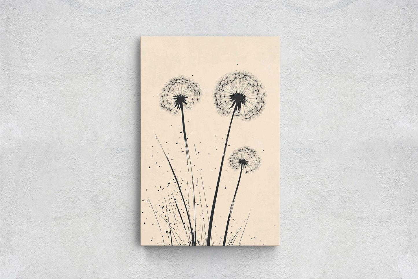 Minimalist Dandelion, Dandelion Print, Black and White, Cream, Neutral Colors