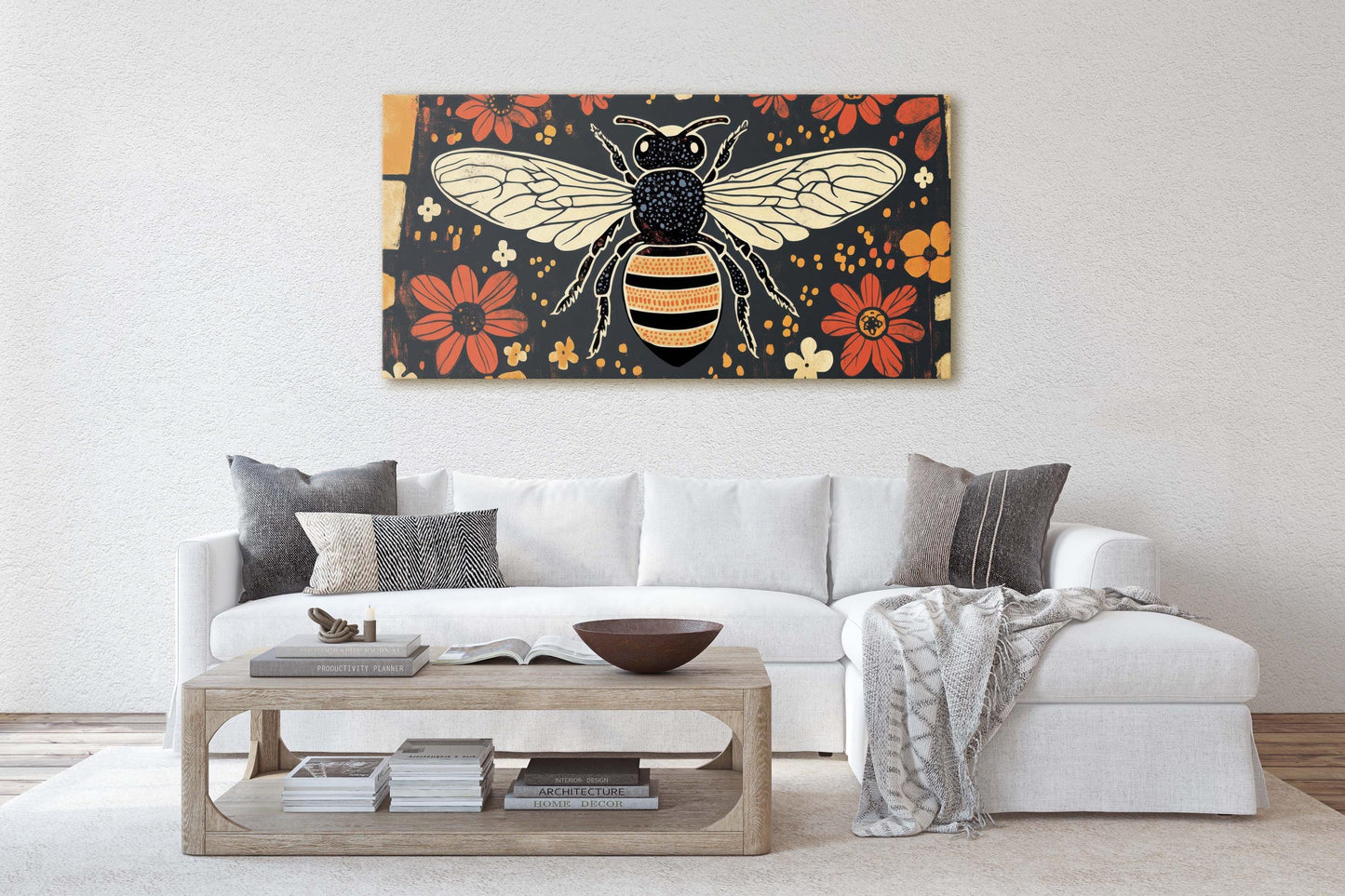 Scandinavian Bee, Folk Art, Contemporary Decor, Modern Art