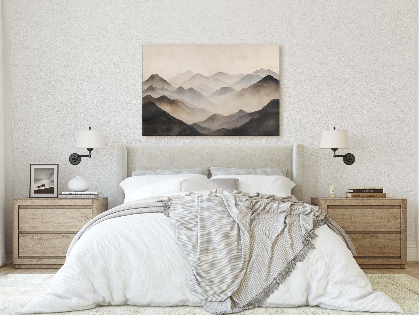 Foggy Mountain Art, Misty Mountains, Nature Painting