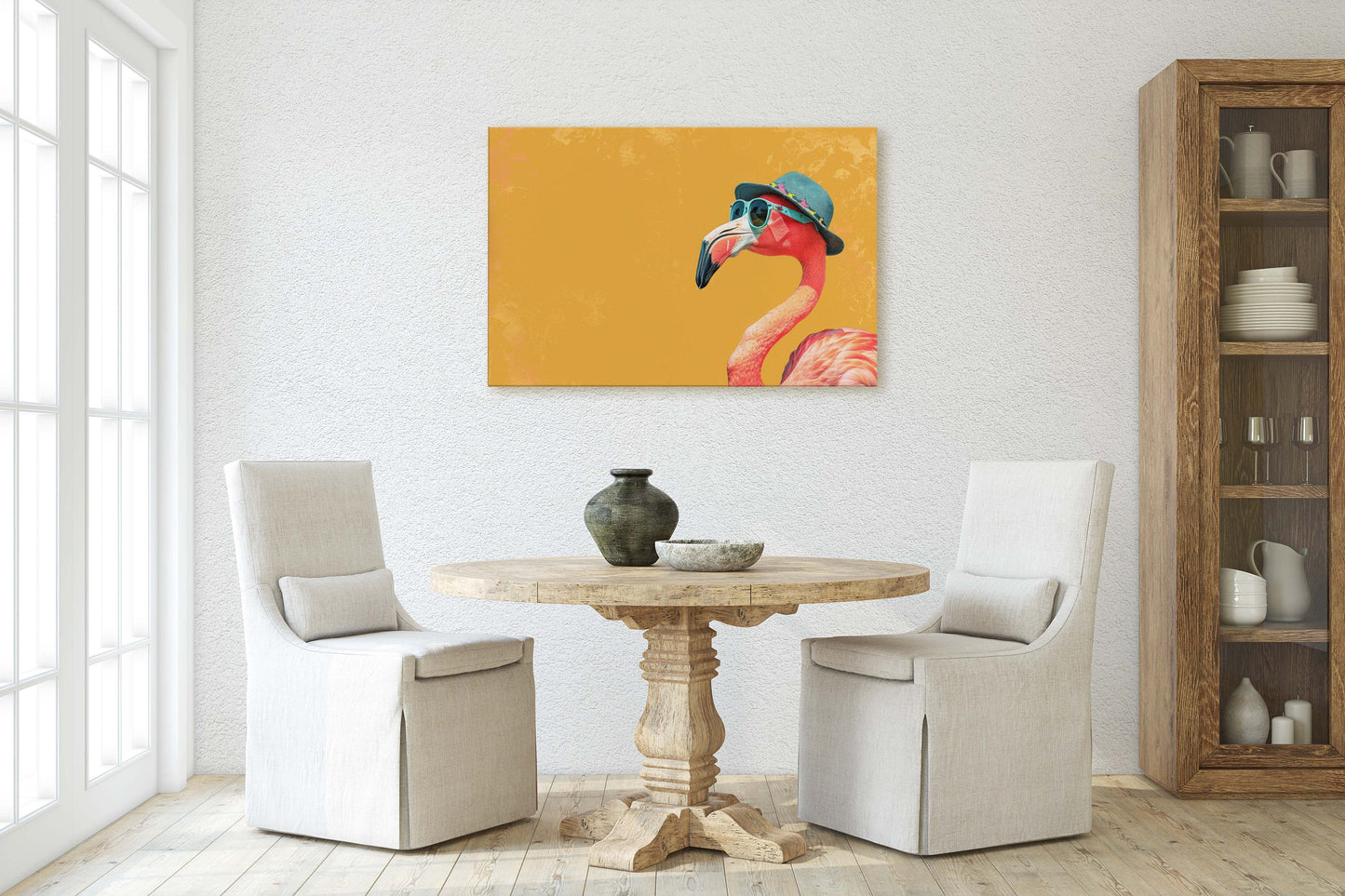 Hipster Flamingo, Pop Art, Street Art, Graffiti Painting, Animal Sunglasses, Orange Blue, Fun Quirky, Large Art Print, Kids Room, Pink