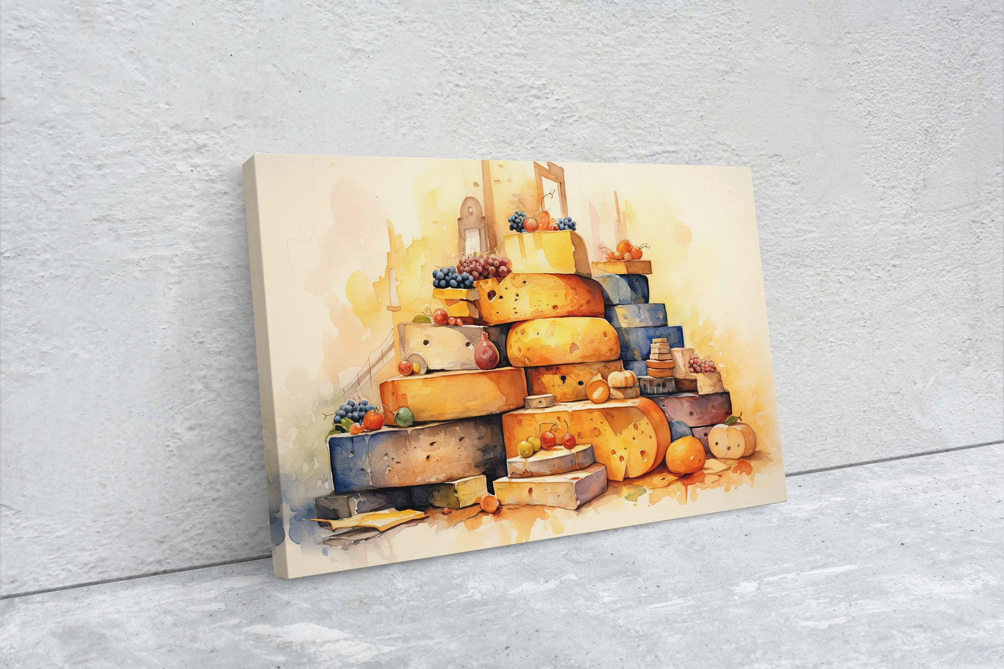 Cheese Lover Art, Dining Room Art, Kitchen Decor, Restaurant Art, Deli Decor, Fine Dining, Ready to Hand, Canvas Art Print