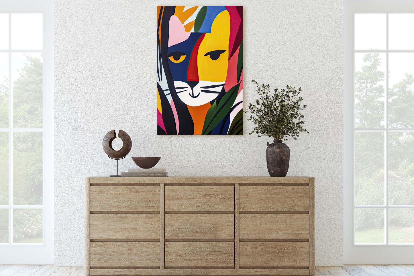 Abstract Cat Decor, Cat Pop Art, Matisse Inspired, Modern Art