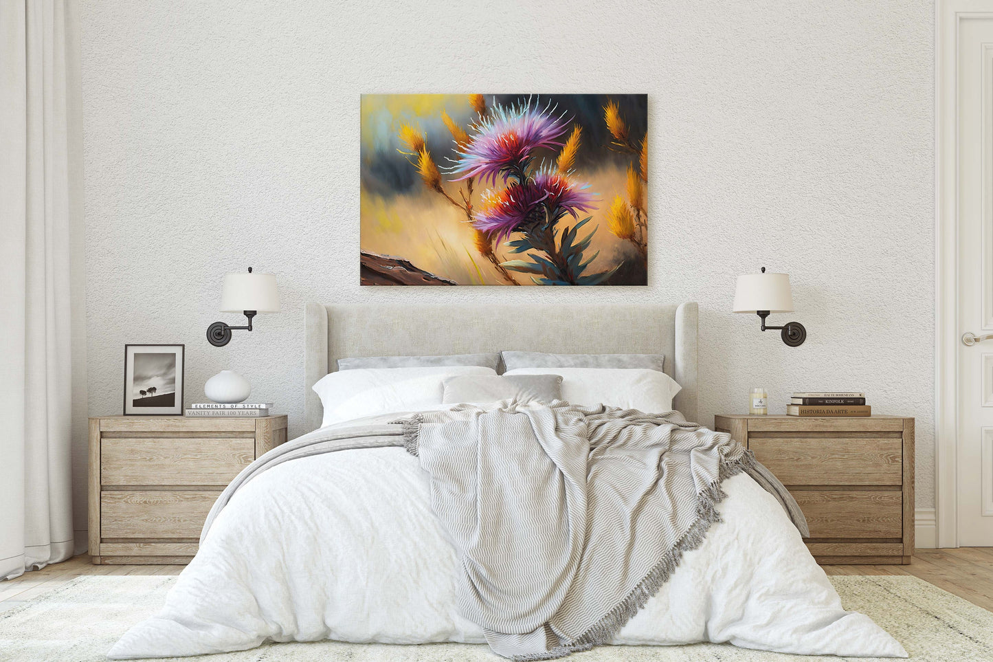 Savanna Blazing Star, Pink Wildflowers, Flowers Canvas Art, Ready To Hang, Large Print, Painting Landscape