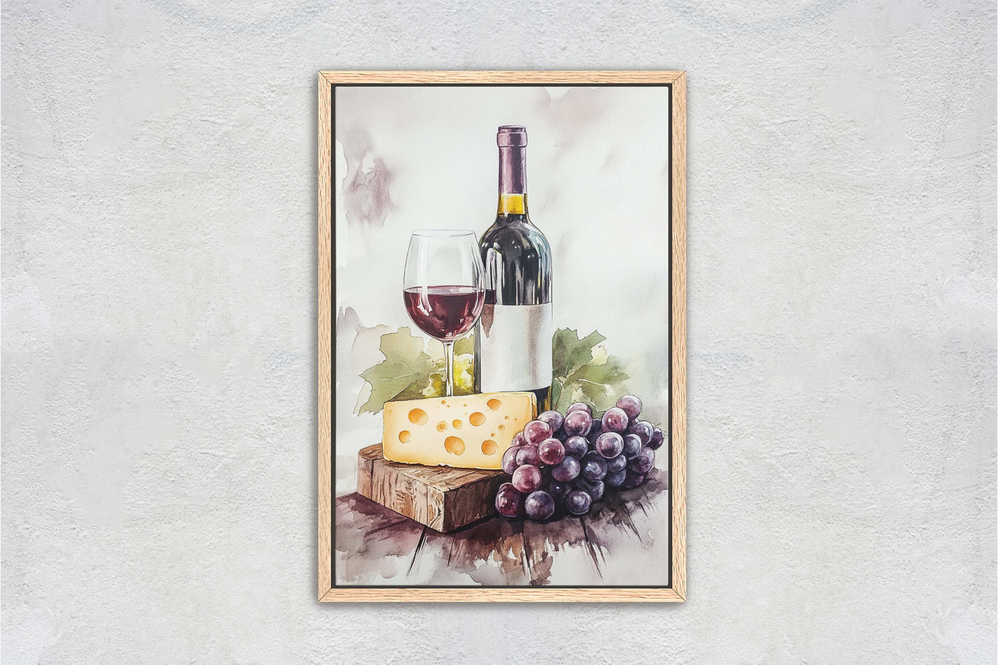 Wine and Cheese, Food Print, Kitchen Decor, Dining Room Art