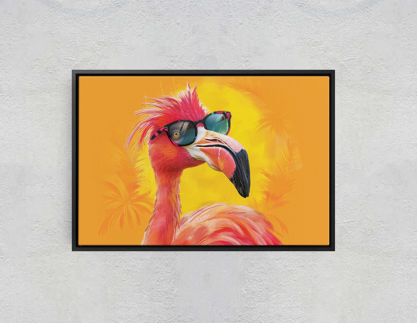 Hipster Flamingo, Pop Art, Street Art, Graffiti Painting, Animal Sunglasses, Orange Blue, Fun Quirky, Large Art Print, Kids Room, Pink