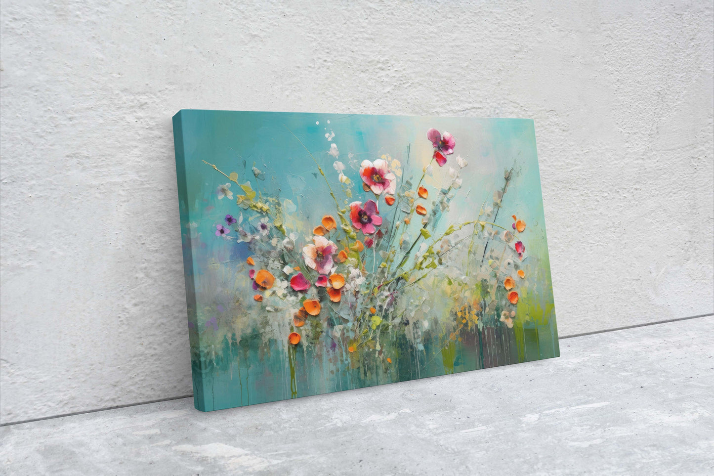 WIldflower on Canvas, Spring time, abstract print, Floral Decor, Botanical Art, Flower Painting, Dining Room Art, Living Room, Office Art