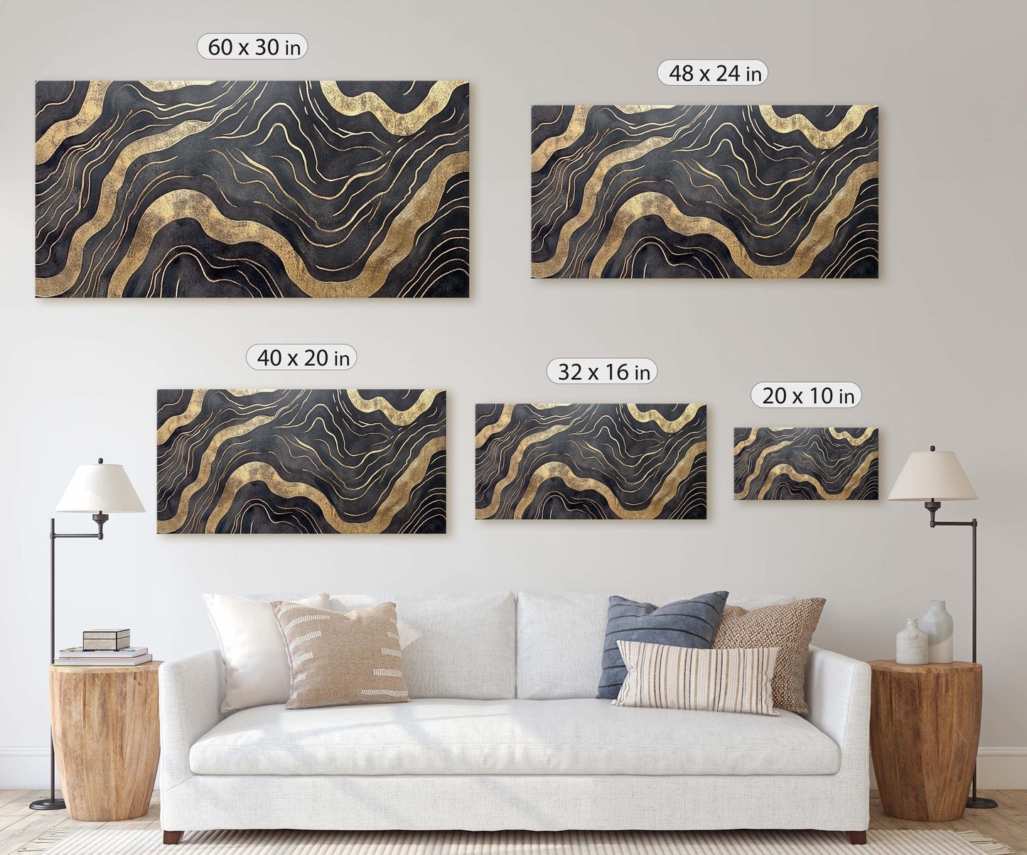 Gold and Black Abstract, Modern Print, Contemporary Decor, Abstract Wood