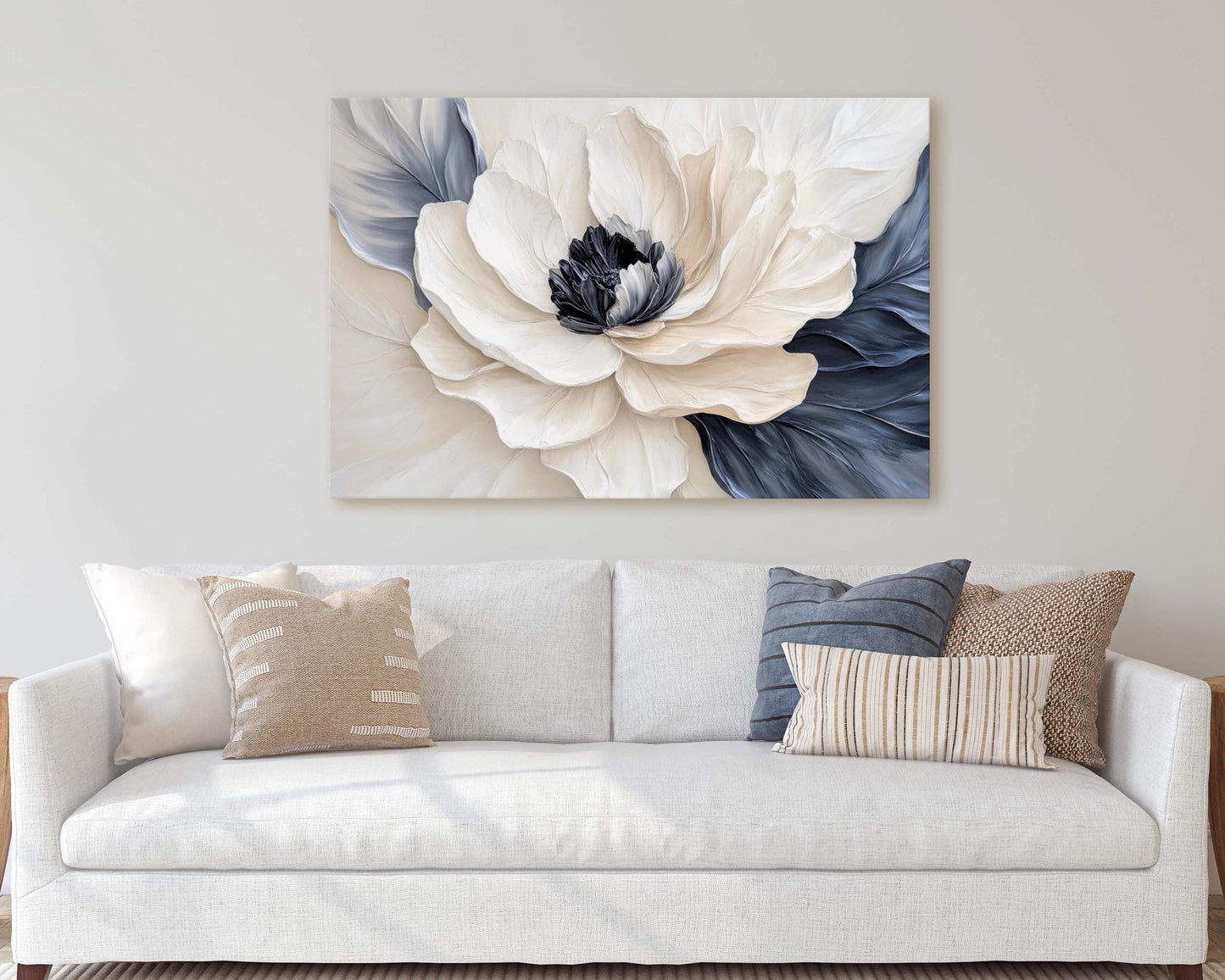 Flower Painting, Black White Floral, Contemporary Art