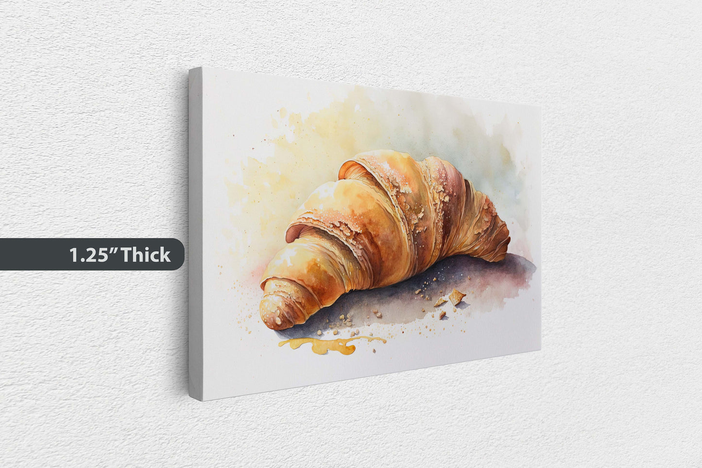 Croissant, French Pastry, Ready To Hang, Large Print, Watercolor Painting, Dining Room, Kitchen Art, Restaurant Art, Bakery