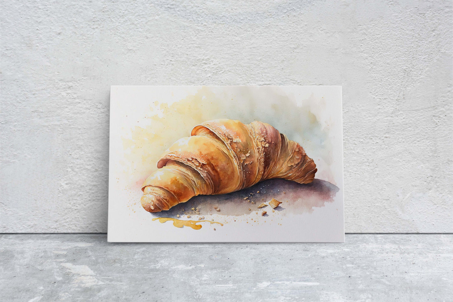 Croissant, French Pastry, Ready To Hang, Large Print, Watercolor Painting, Dining Room, Kitchen Art, Restaurant Art, Bakery