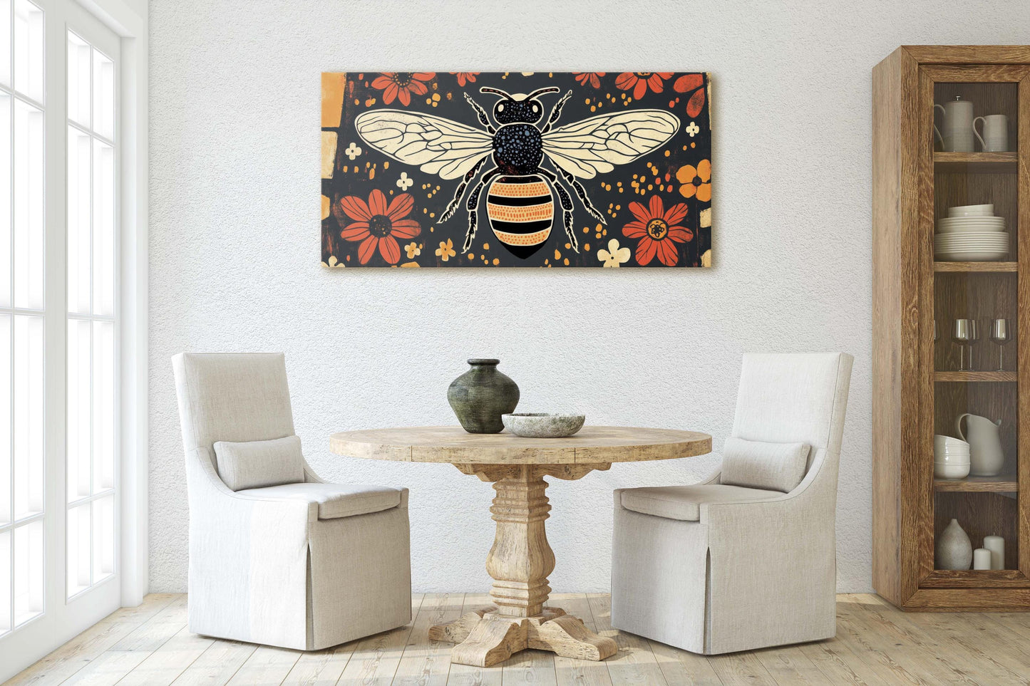 Scandinavian Bee, Folk Art, Contemporary Decor, Modern Art