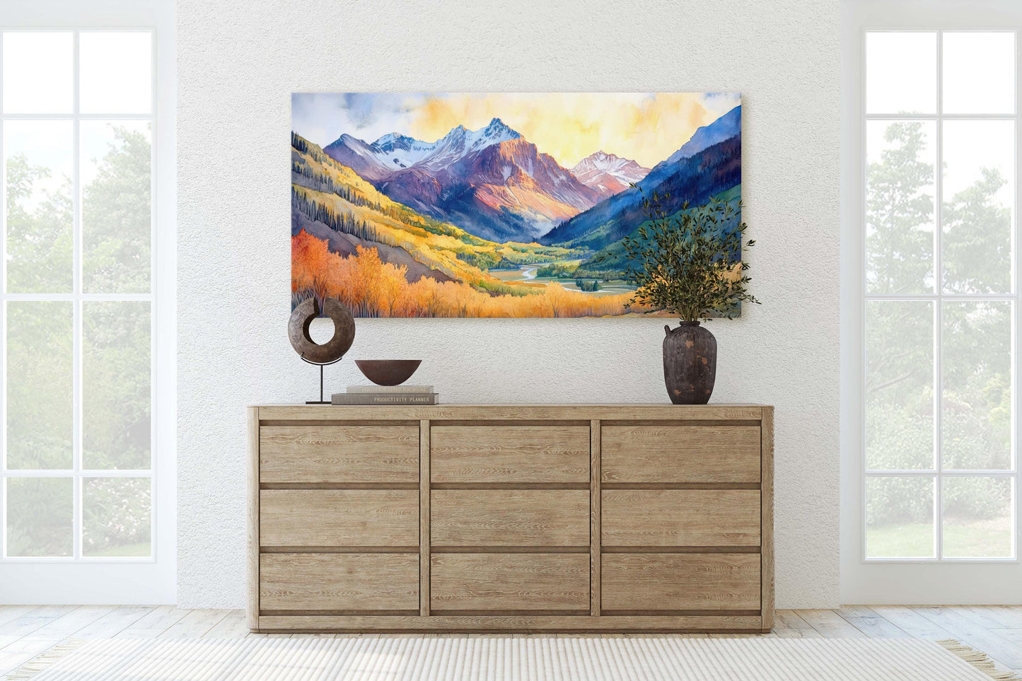 Telluride Colorado, Fall Mountains, Vibrant Landscape, Framed Canvas, Extra Large Print