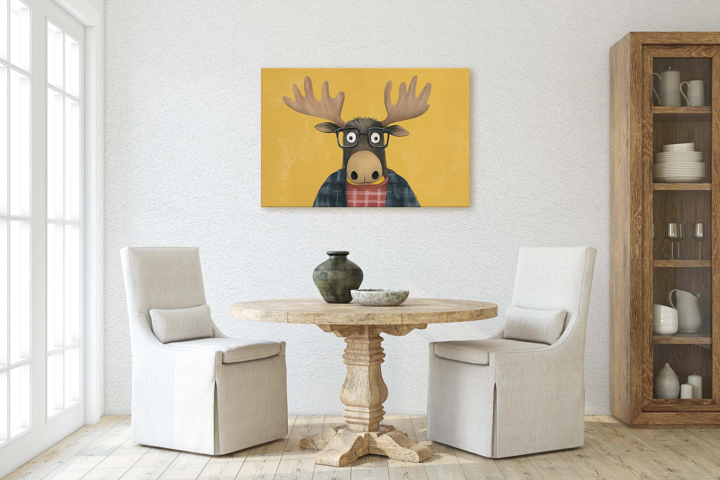 Hipster Moose, Pop Art, Street Art, Graffiti Painting, Animal Sunglasses, Yellow, Fun Quirky, Large Art Print, Kids Room, Boys Room