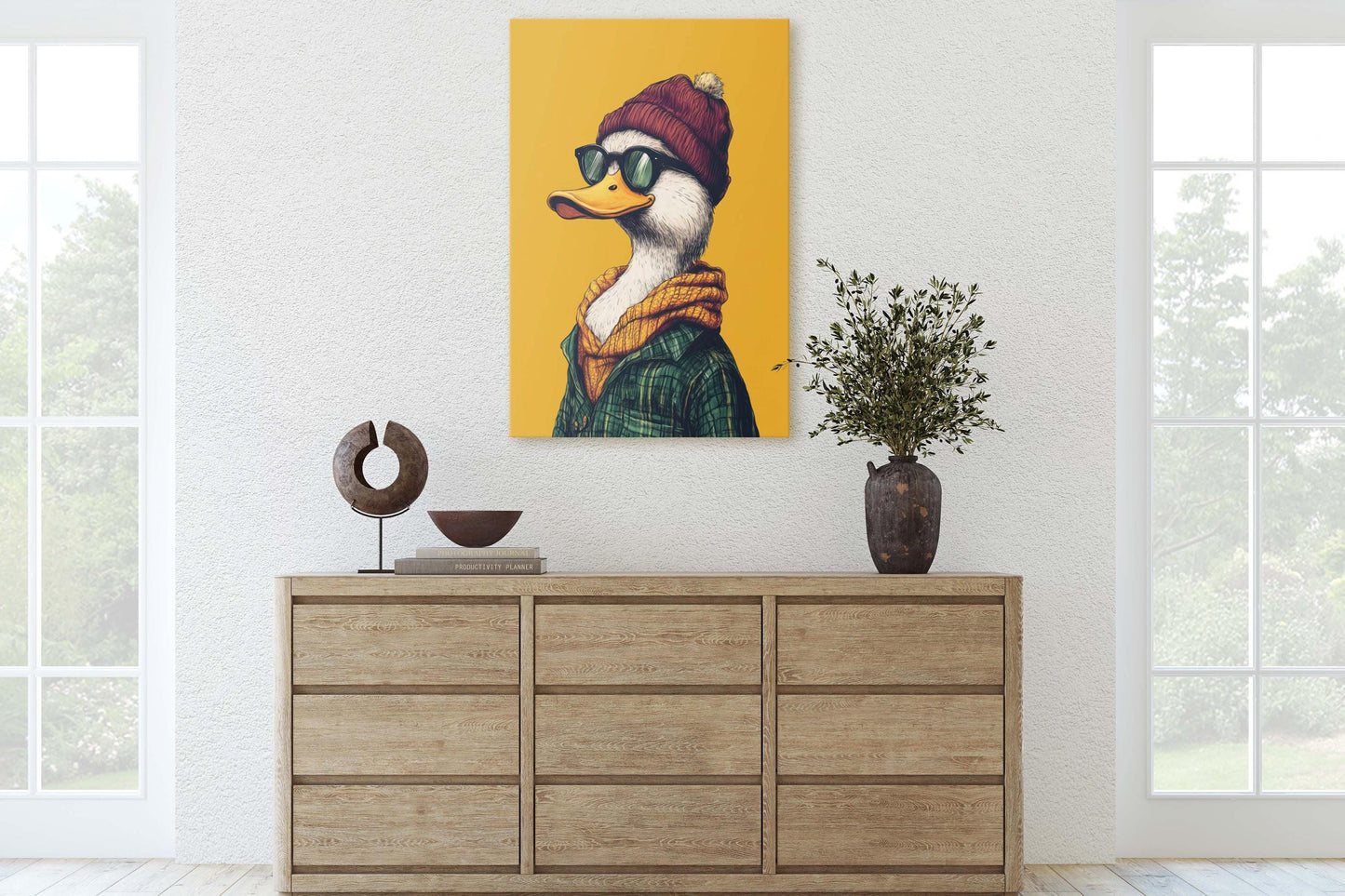 Hipster Duck, Pop Art, Modern Decor, Street Art, Framed Print, Animal Art, Unique Art, Animal Sunglasses, Kids Room, Boys Room