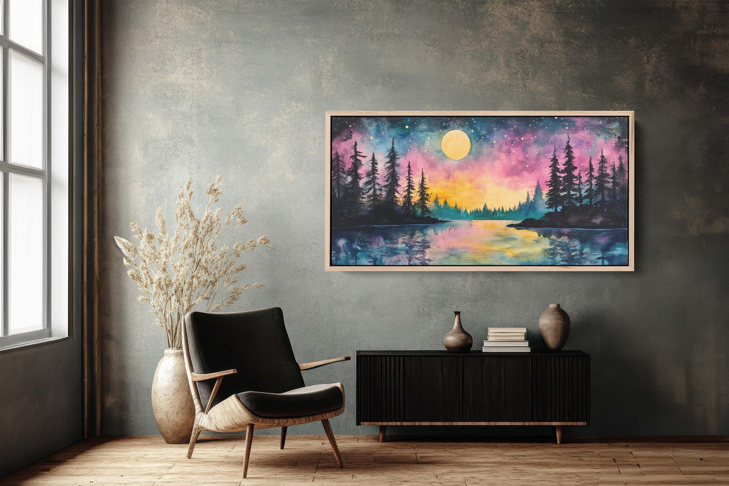 Ethereal Lake, Mountain Lake Night, Scenic Decor, Nature Print