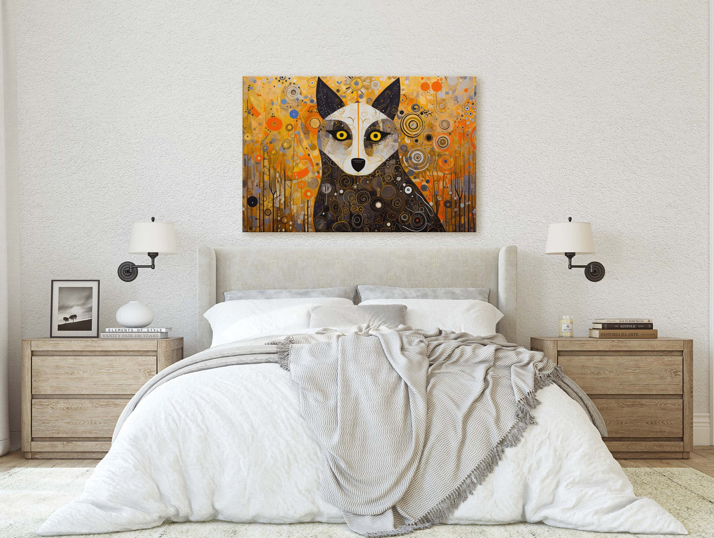 Abstract Animal Art, Wolf Painting, Symbolism Dog, Modern Art, Contemporary Decor, Surrealism, Modernism, Framed Canvas, Large Art Print