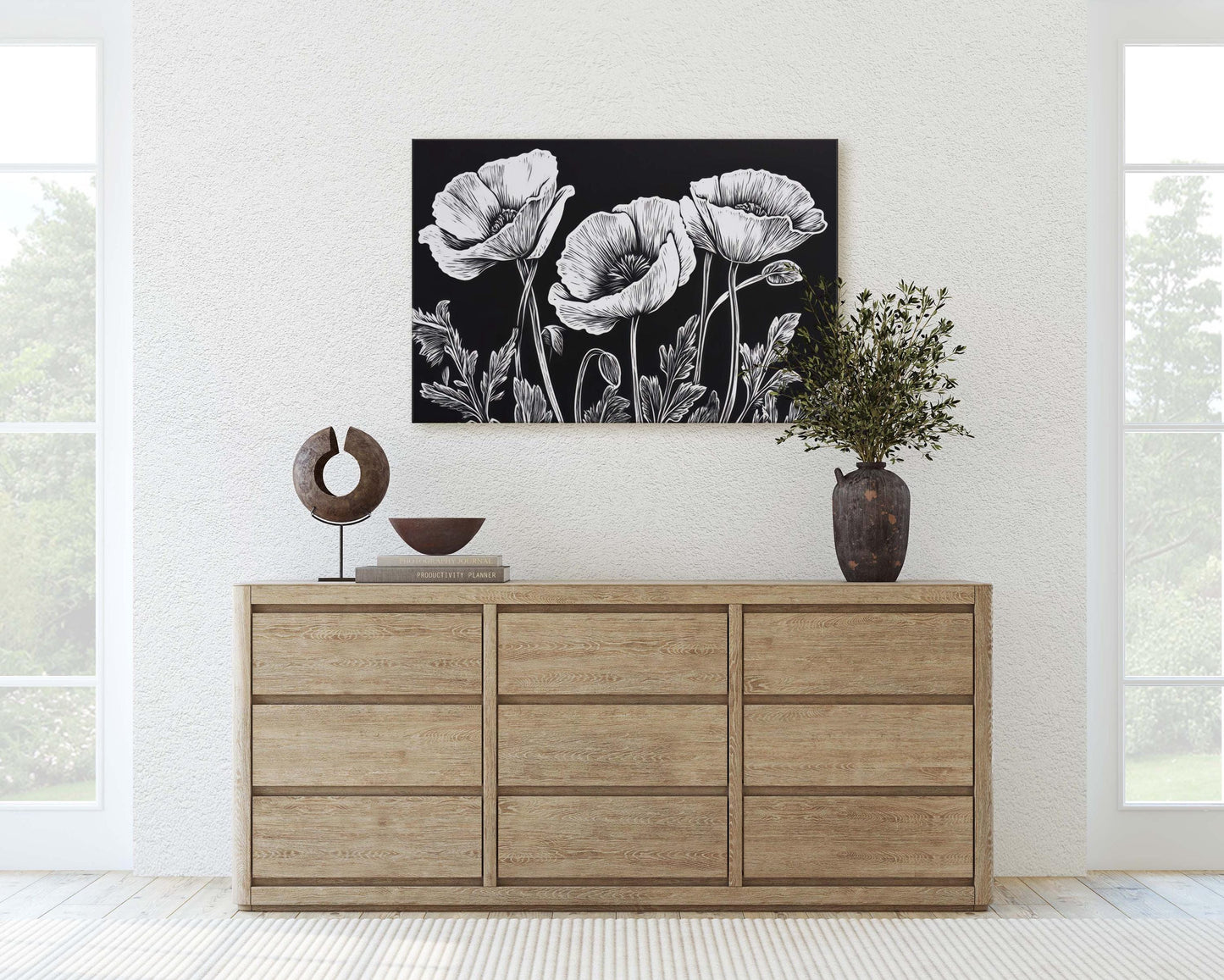Black White Poppies, Poppy Flowers, Poppies Painting