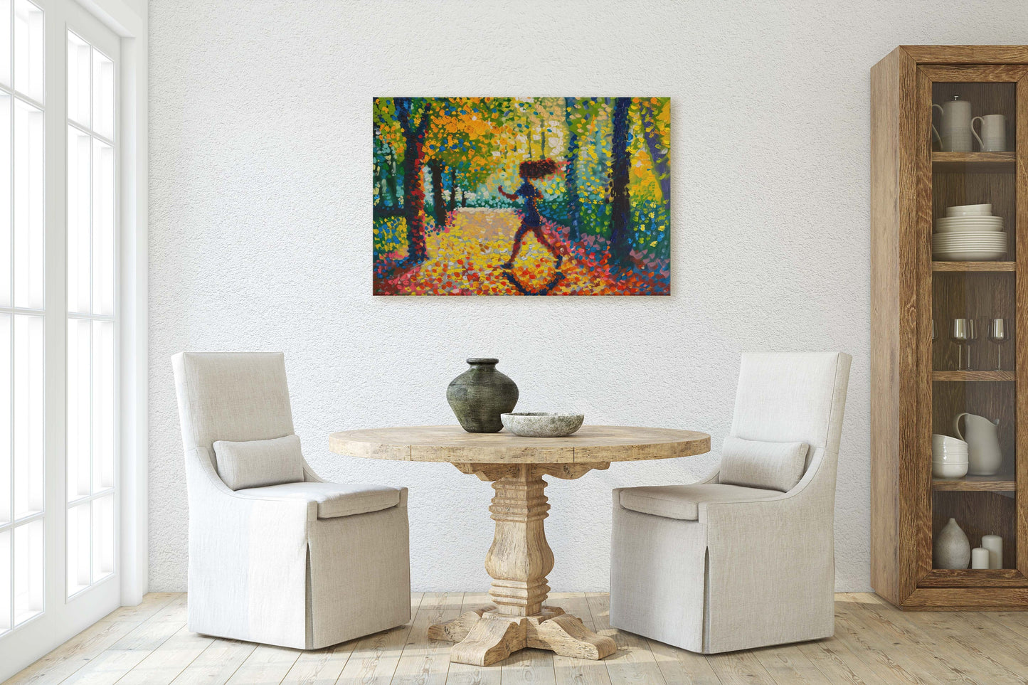 Running Painting,Park Art, Pointillism, Womens Sports, Girls Sports, Track and Field, Athlete Art, Sports Decor,Women Track