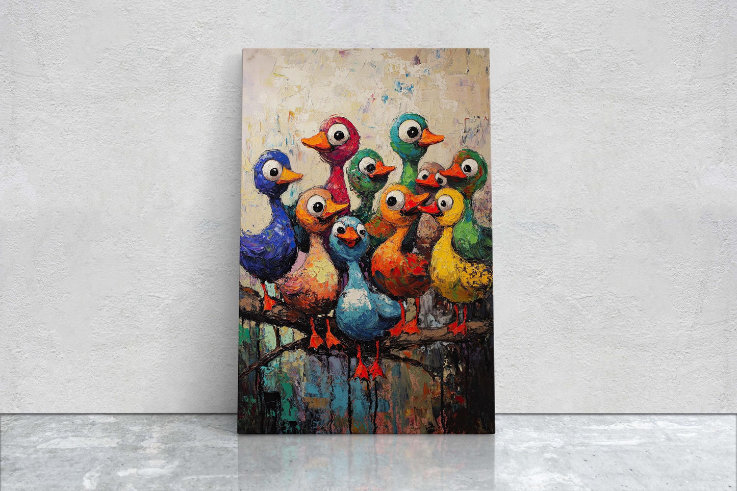 Colorful Ducks Print, Abstract Duck Print, Kids room, Colorful Fun, Bird Print
