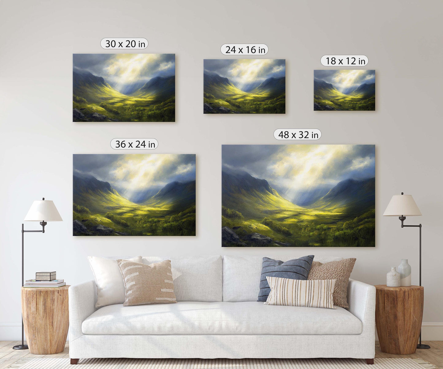 Celtic Highlands, Scottish Highland, Mountain Valley, Valley Painting, Light After Storm