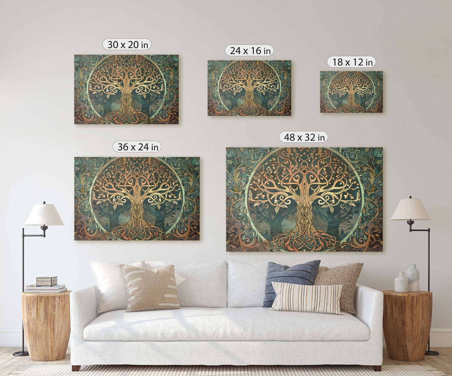 Tree of Life, Yggdrasil Painting, Norse Mythology, Celtic Art, Symbolic Artwork, Nature Decor, Abstract Nature, Large Print