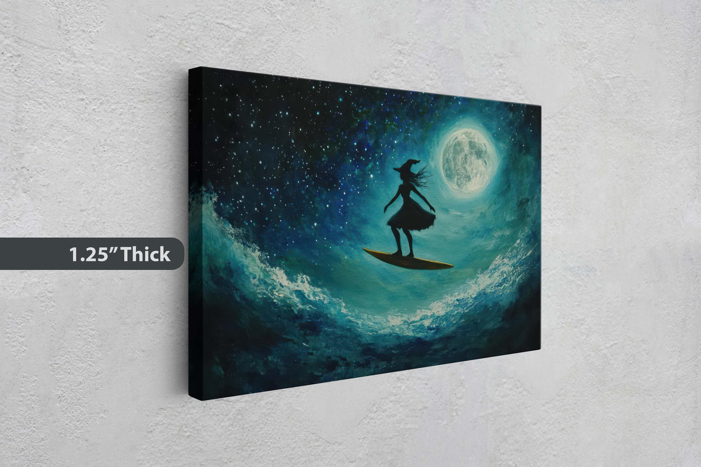 Surfing Witch, Whimsical Halloween, Full Moon, Flying Witch, Gothic Art, Fun Halloween, Whimsy, Funny Art