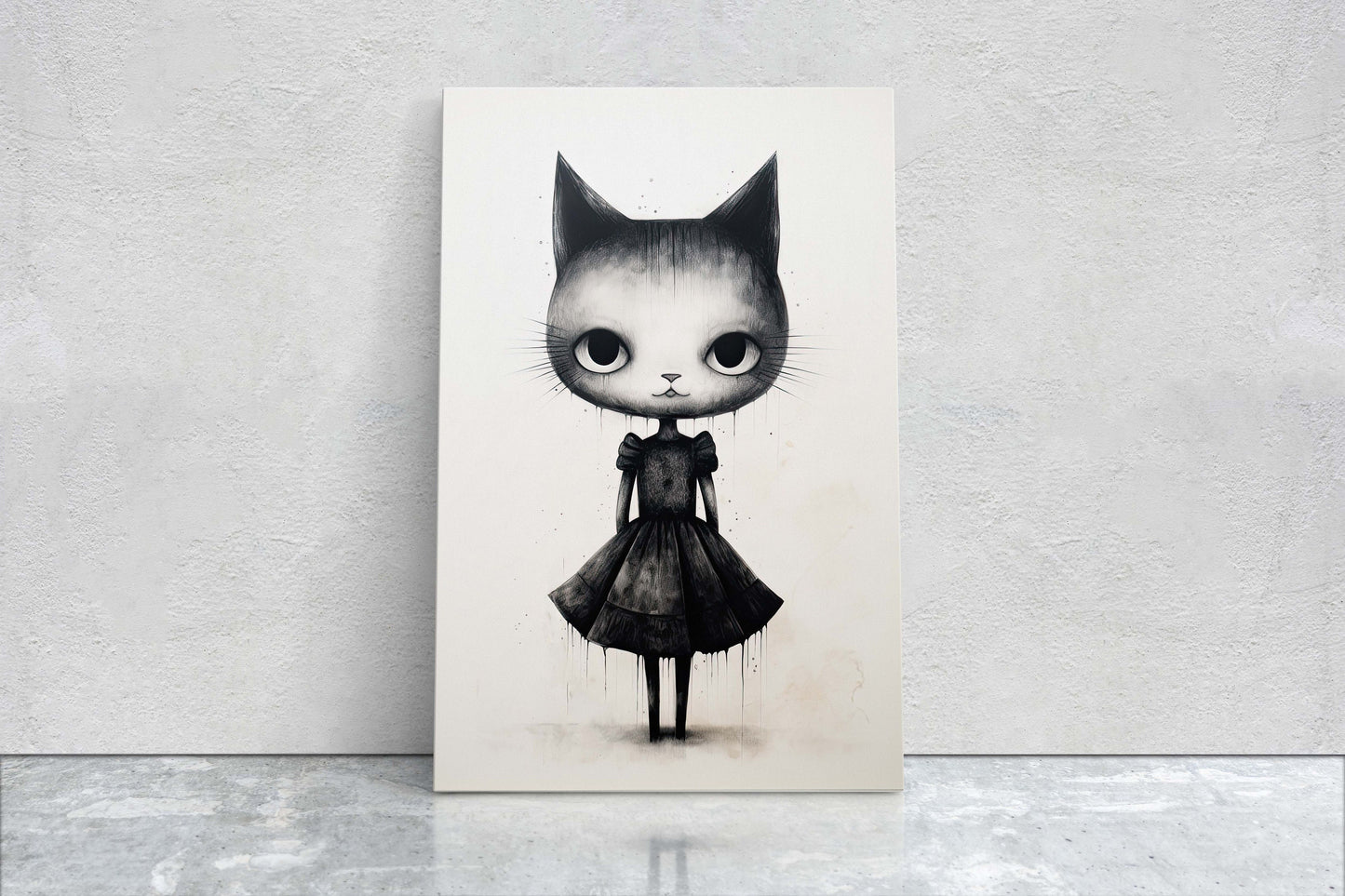 Black Cat Art, Black and White Cat, Cat Ink, Kitten Print, Graffiti, Street Art, Modern, Contemporary, Cute Kitten, Halloween