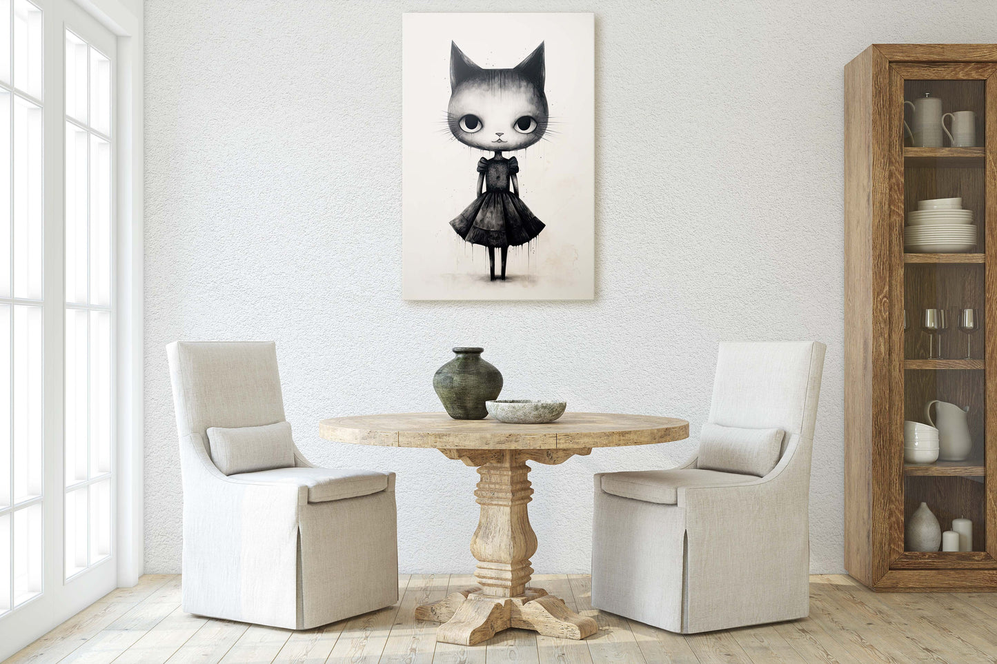 Black Cat Art, Black and White Cat, Cat Ink, Kitten Print, Graffiti, Street Art, Modern, Contemporary, Cute Kitten, Halloween