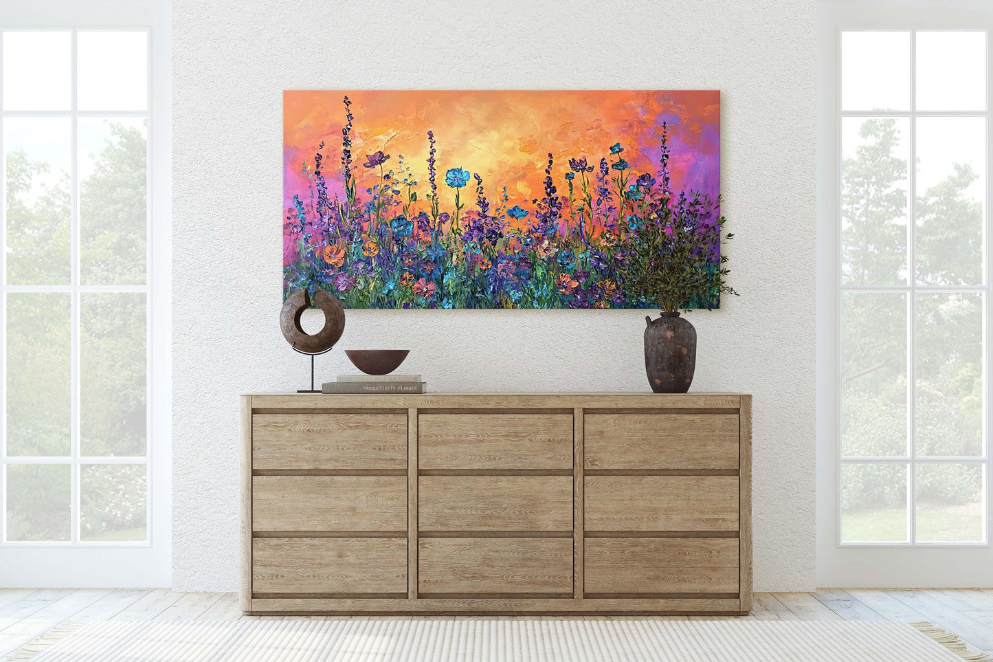 Vivid Wildflowers, Flower Painting, Statement Piece