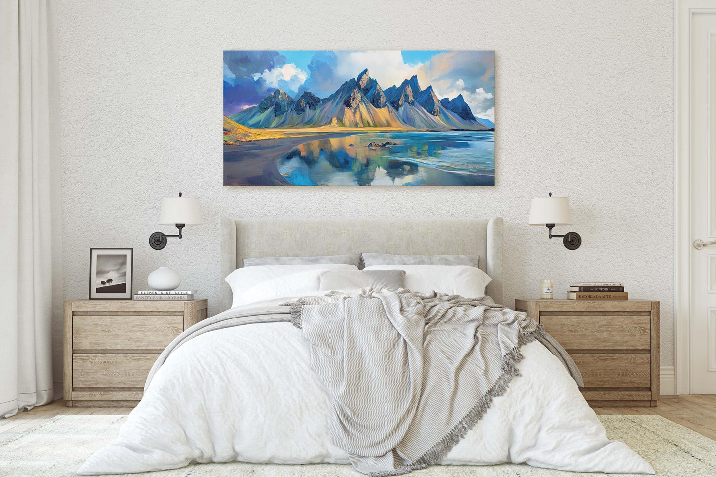 Vestrahorn Painting, Iceland Art, Nature Painting, Mountain Art
